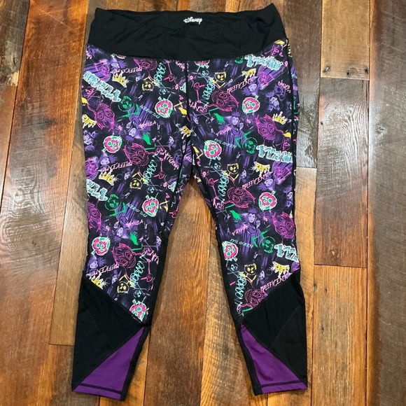 Disney Pants - Disney Villains Maleficent Ursula Evil Queen Leggings Capri Purple Black Size 3X